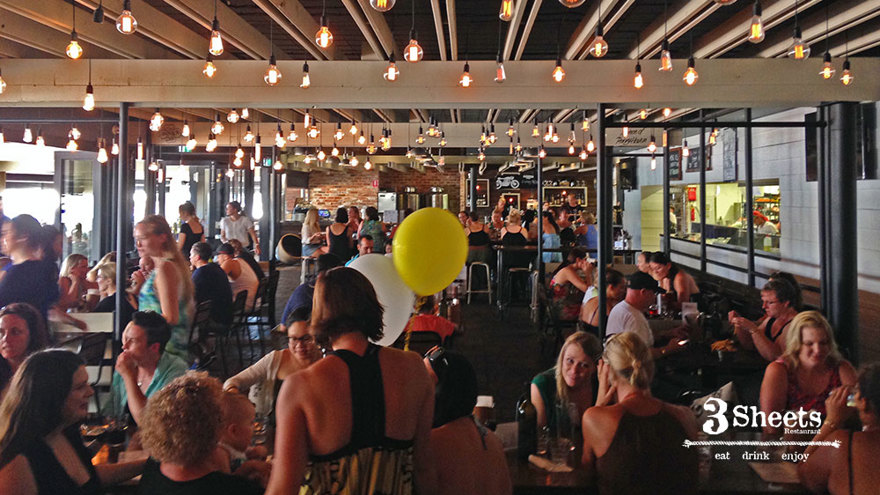 Inside Dining of 3 Sheets with Lots of People