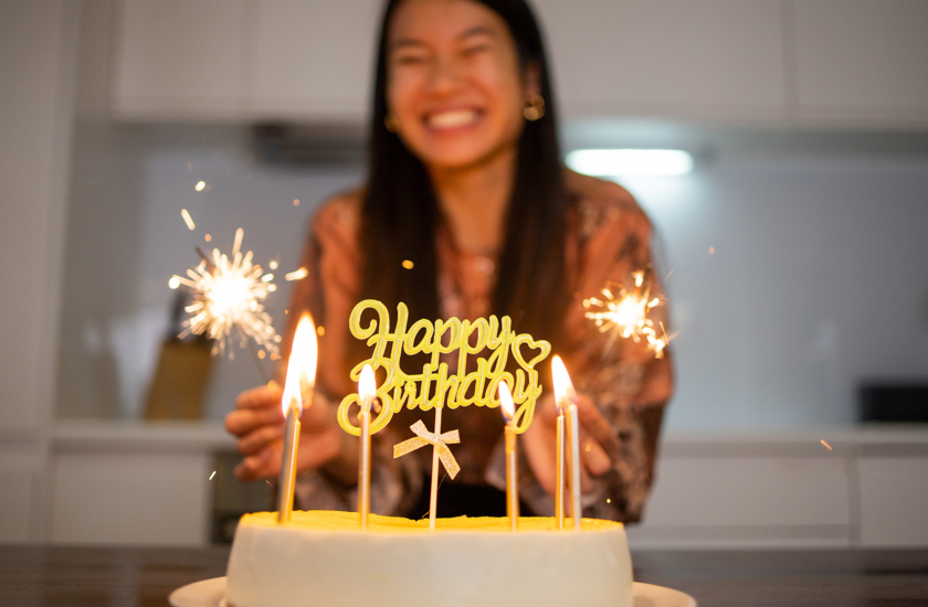 Lady Celebrating Birthday