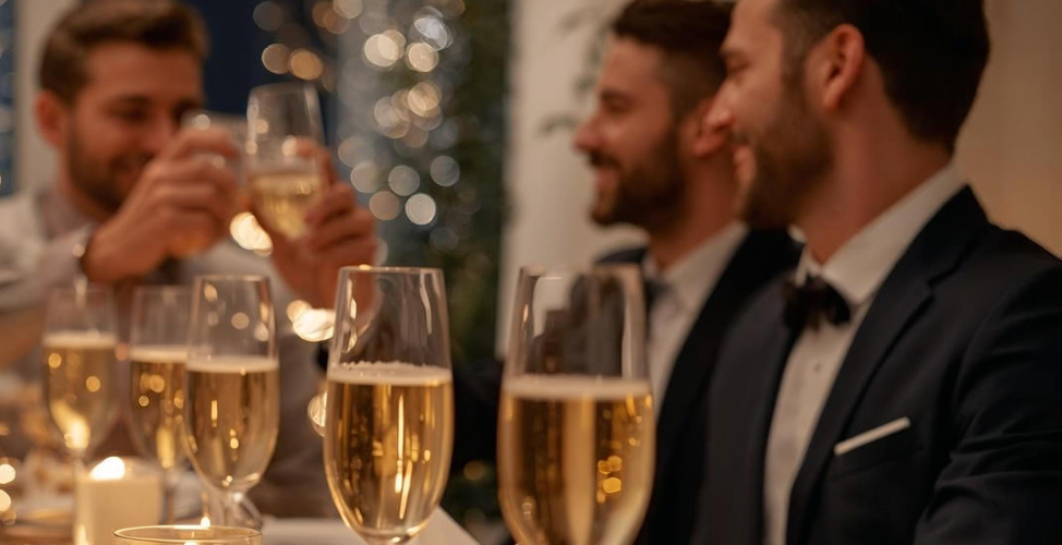 Men Celebrating At Dinner