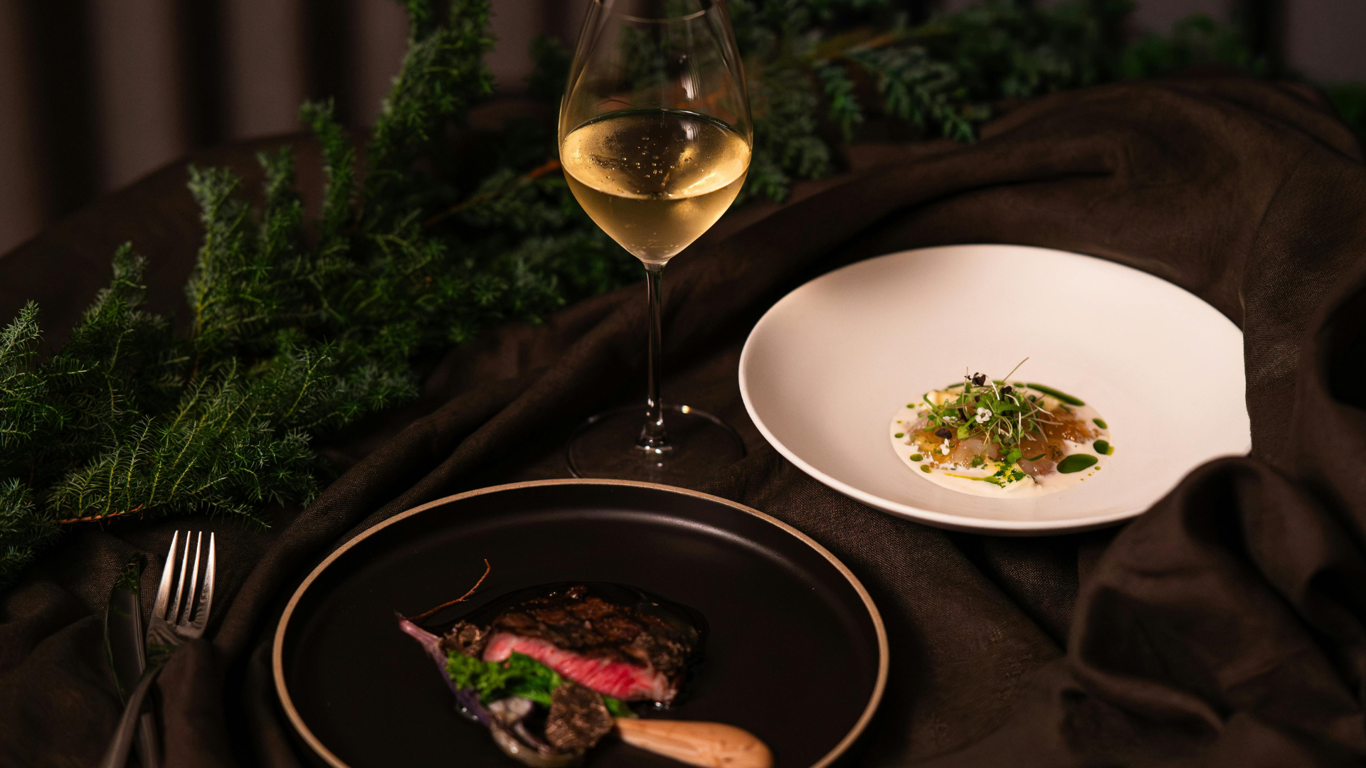 Fine Dining Wine And Steak